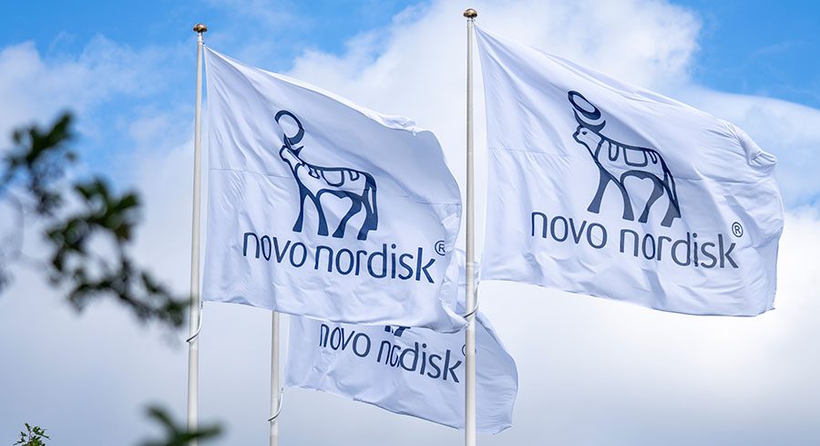 Flags with the Novo Nordisk logo